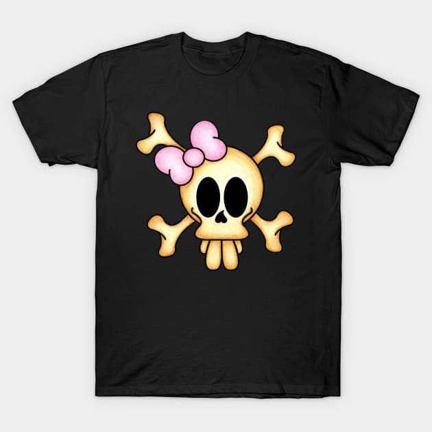 Skull and cross bones female T-Shirt by OrneryDevilDesign